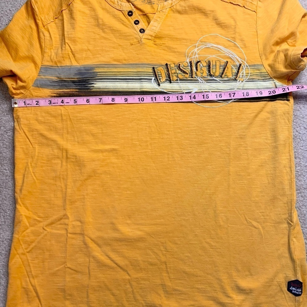 Desigual Men’s‎ Tshirt Size US Large Euro XL Golden Yellow 100% Cotton - Picture 7 of 11